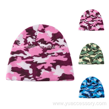 Knitted Jacquard Disruptive Pattern 100% Acrylic Beanie